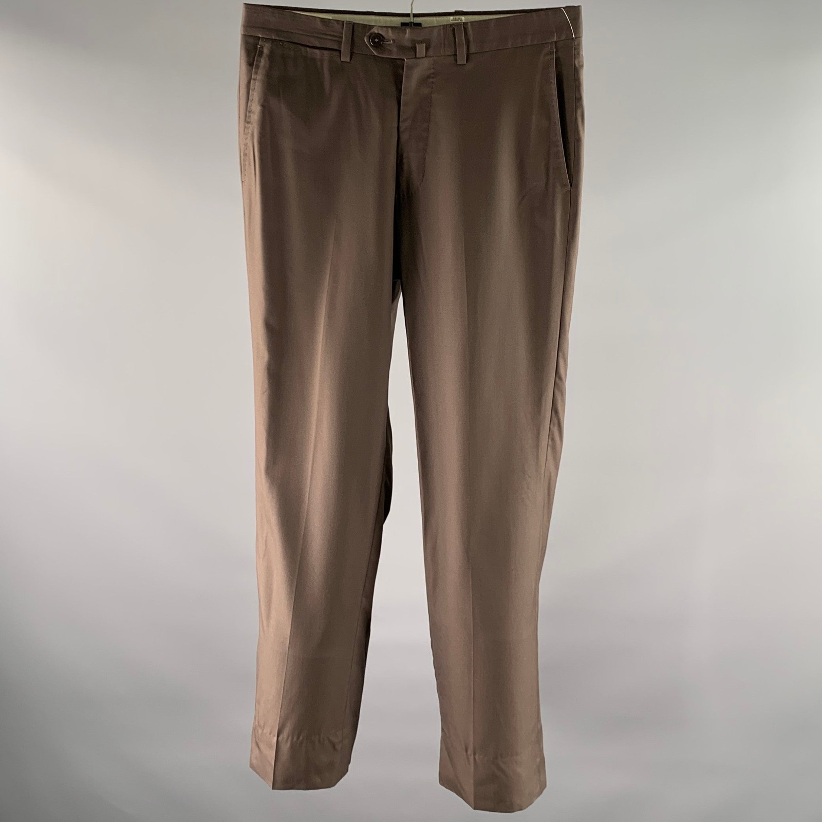 Ermenegildo Zegna Size 32 Brown Wool Silk Straight Leg Dress Pants